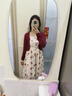 自巧小個(gè)子紅色碎花吊帶連衣裙女2024春夏新款針織開(kāi)衫中長(cháng)裙套裝 玫瑰印花吊帶裙 XS (2碼) 曬單實(shí)拍圖