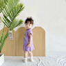 巴帝巴帝夏季嬰幼兒女童寶寶套裝短袖t恤短裙子套裝 淺紫 快樂狗狗  90 曬單實(shí)拍圖