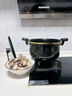 琺瑯鍋搪瓷鍋家用燉盅微壓湯鍋燜燒鍋砂鍋電磁爐燃氣灶通用 【蒸籠+勺】黑色陶晶鍋 28cm 8L 曬單實(shí)拍圖