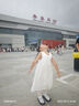ASK JUNIOR小童裙子夏季吊帶裙女童公主田園風(fēng)蕾絲拼接無(wú)袖連衣裙米白  130 曬單實(shí)拍圖