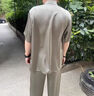 羅蒙（ROMON）爸爸夏季套裝男士冰絲中國風唐裝短袖襯衫中老年人爺爺衣服新中式 橄欖綠套裝 （上衣+長褲） XL 41 （體重140-155） 曬單實拍圖