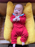 優(yōu)奇嬰兒滿(mǎn)月百天和尚服新生兒紅色衣服寶寶0-3月衣服純棉綁帶哈衣 紅色【不含配飾】 66cm 曬單實(shí)拍圖