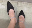 康莉（COMELY）羊皮包頭拖鞋女25年夏季粗跟法式兩穿涼拖尖頭穆勒鞋 黑色 37 曬單實(shí)拍圖