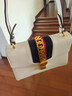 古馳（GUCCI）【二手99新】Gucci古馳品牌塞爾維亞sylvie女士手提單肩斜挎包 奢侈品箱包 真品 96新白色中號缺一根肩帶26*17cm 曬單實(shí)拍圖