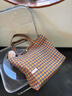 CinvaiKrose包包女包單肩包2026新款大容量上課通勤帆布托特包 千鳥(niǎo)格黃 曬單實(shí)拍圖