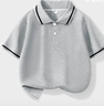 真維斯兒童短袖t恤男童帥氣POLO領(lǐng)上衣校服小男孩夏季學(xué)院風(fēng)半截袖班服 【親膚有型polo】灰色 160 曬單實拍圖