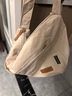 布蘭奴新年七夕簡(jiǎn)約文藝布包女女神節慵懶風(fēng)斜挎包大學(xué)生單肩包通勤包 米白色 曬單實(shí)拍圖