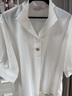 納維凱爾意大利小帆船女薄款防曬短袖襯衫純色寬松襯衣2323505503 白 XL  曬單實(shí)拍圖