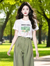 韓璐嬌（hanlujiao）休閑褲女裝夏季2025新款夏裝搭配一整套鹽系顯瘦衣服套裝闊腿褲子 兩件套 L 曬單實(shí)拍圖