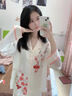 浪莎（LangSha）水光綢印花真絲睡衣女春夏季長(zhǎng)袖薄款冰·絲綢桑蠶絲家居服套裝女 繁花-一枝梅長(zhǎng)款袖款 M 建議80-100斤 曬單實(shí)拍圖