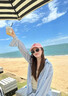 小野七天條紋襯衫女寬松韓版學(xué)生襯衣外套薄款防曬 藍色 M 曬單實(shí)拍圖