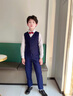DOMIAMIAKIDS男童禮服花童西裝小男生兒童合唱服鋼琴演出服主持人畢業(yè)服裝 藏青色馬甲短袖四件套 140 （身高130-140/體重58-68斤） 曬單實(shí)拍圖