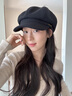 JEEP貝雷帽女時尚前進帽八角帽秋冬新款洋氣報童帽大頭圍韓版鴨舌帽黑 黑色 曬單實拍圖