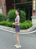 陶芙（taofu）后口袋羽毛球服套裝女夏季速干透氣短袖健身衣服跑步網(wǎng)球有氧褲裙 粉紫色兩件套（白裙） M 曬單實(shí)拍圖