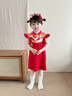 波步（BORBOON B）周歲女寶寶禮服夏裝嬰兒公主裙子抓周一歲生日連衣裙中國風(fēng)旗袍裙 【紅色】2339 100 曬單實(shí)拍圖