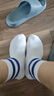 飛躍（Feiyue）條紋運動休閑棉襪 男/女中筒襪子 白藍(lán) 曬單實拍圖
