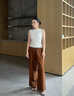 塔馳密司 TOUCH MISS輕盈透氣寬松拖地褲子亞麻天絲呼吸感闊腿褲女2025春季 焦糖色 L 曬單實拍圖