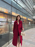 clotho Rennie品牌女裝風衣外套女中長款2025春秋新款韓版休閑氣質雙排扣大衣 楓葉紅 M 曬單實拍圖