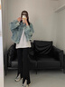 愛麥依休閑褲女黑色微喇叭褲女夏季時(shí)尚開叉修身顯瘦休閑小個(gè)子 黑色長(zhǎng)褲  微喇叭開叉 M 建議95-105斤 曬單實(shí)拍圖