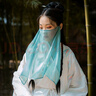 句可古風(fēng)面紗漢服面簾女古裝配飾半透明防曬紗巾面飾男蒙面古風(fēng)遮面巾 一痕淚-白色【系繩款/無(wú)繡花】 (尺寸:40*60cm) 曬單實(shí)拍圖