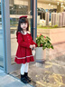 G.DUCKKIDS小黃鴨女童連衣裙秋冬女寶寶公主裙兒童裙子長袖加絨娃娃領(lǐng)珍珠裙 春秋款-紅色 120 cm 曬單實拍圖