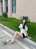 CAMILA KSENIA老爹鞋女2025新款百搭夏季增高阿甘鞋跑步系帶休閑網(wǎng)面透氣運動鞋 藍灰色 37 曬單實拍圖