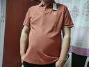 夢(mèng)特嬌（MONTAGUT）純色短袖Polo衫男夏季商務(wù)休閑翻領(lǐng)絲光涼感透氣T恤 桔色 3XL/56  曬單實(shí)拍圖
