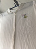 茵曼2025夏季女裝新款條紋提花花邊袖娃娃領(lǐng)刺繡100%純棉短袖襯衫  珍珠白 L 曬單實(shí)拍圖