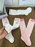 成長寄嬰兒長筒襪純棉無骨春秋新款女寶寶秋季a類高筒過膝松口不勒長襪 粉色花朵組 1-3歲 M碼【建議腳長10-14cm】 曬單實拍圖