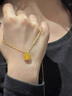 ?；酥閷毿驴?G黃金小方糖拉絲項鏈套鏈轉運珠金包銀項鏈鎖骨鏈節日送女友 小方糖套鏈 包金0.8克 曬單實(shí)拍圖