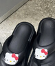 壹號鳳太可愛了叭~7cm厚底KT貓小眾ins人字拖女增高外穿防滑 黑色-KT貓 36-37 曬單實拍圖