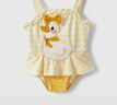 JELLYBABY女童連體泳衣夏裝嬰幼童沙灘服游泳衣兒童小黃鴨衣服寶寶洋氣泳裝 黃色 80 CM 曬單實(shí)拍圖