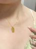 COISE黃金項鏈女999足金如意算盤吊墜個性高級ins鎖骨鏈生日禮物送女友 算盤足金吊墜+鍍金閃歐鏈-輕版 曬單實拍圖