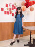 迪士尼女童夏裝2024新款洋氣時髦大童公主連衣裙牛仔裙兒童夏季短袖裙子 牛仔藍 170 曬單實拍圖