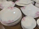 紅牡丹景德鎮(zhèn)骨瓷碗盤餐具釉下彩家用陶瓷餐具整套中式喬遷送禮碗碟筷子 墨染生花釉下彩72頭皮箱包裝 曬單實拍圖