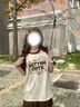 何佳功t恤女純棉短袖寬松2025新款復(fù)古甜妹甜美可愛圓領(lǐng)插肩撞色上衣 棕色拼杏色 L 【建議105-125斤】 曬單實(shí)拍圖