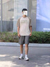 至濤美式條紋運動短褲男夏季高街痞帥籃球中褲vibe潮牌百搭休閑五分褲 灰色 XL 曬單實拍圖