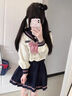 歐維沃水手服jk制服長(cháng)短袖日系春夏基礎款學(xué)院風(fēng)套裝 長(cháng)袖+39cm短裙+領(lǐng)結小野中套裝 S 曬單實(shí)拍圖