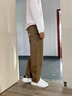 真維斯（JEANSWEST）2025春秋休閑褲男寬松直筒闊腿褲運動(dòng)純棉工裝男褲百搭休閑長(cháng)褲子 咖啡色【純棉舒適】 XL 【建議125-145斤】 曬單實(shí)拍圖