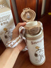 史努比（SNOOPY）兒童保溫杯吸管水杯316食品級男女學生雙飲杯子便攜大容量水壺 咖色500ML【316+杯套】吸管&直飲 曬單實拍圖