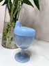 威爾基兒童高腳杯嬰兒寶寶喝奶杯紅酒杯水杯防摔塑料兒童喝水牛奶杯奶瓶 兒童高腳牛奶杯（藍色）150ml 曬單實(shí)拍圖