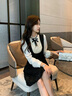蔻伊婭（Kouyiya）品牌女裝新品連衣裙女2025秋冬季復(fù)古名媛輕奢感亮片假兩件背帶裙 黑色 M 曬單實(shí)拍圖