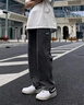 回力牛仔褲男士夏季薄款復(fù)古直筒系帶休閑褲子男寬松闊腿長(zhǎng)褲深藍(lán)XL 曬單實(shí)拍圖