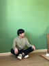 回力輕國風(fēng)t恤男秋季寬松透氣休閑戶外打底衫男款純棉重磅長袖體恤衫 棕櫚綠(竹韻中國胸標(biāo)) L /175(回力潮牌品質(zhì)保障) 曬單實拍圖