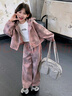 迪士尼（Disney）女童秋裝套裝2024新款洋氣兒童潮酷穿搭衛(wèi)衣外套春秋臟臟褲兩件套 粉色 160cm 曬單實(shí)拍圖