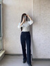 婭麗達(dá)鎖色闊腿牛仔褲女2025新款寬松遮肉秋季彈力慵懶直筒褲 深邃藍(lán)(B1)常規(guī)腰頭 29 曬單實(shí)拍圖