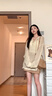 SNYDER WEAR秋季韓系V領(lǐng)條紋長袖針織罩衫女上衣氣質(zhì)百搭寬松慵懶風(fēng)針織衫女 杏色綁帶罩衫 薄款 S 建議80-95斤 曬單實(shí)拍圖