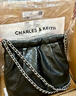CHARLES&KEITH鏈條單肩腋下托特包流浪包包女包女友生日七夕禮物CK2-20671559 Noir黑色 M 曬單實(shí)拍圖