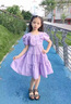 G.DUCKKIDS女童連衣裙夏裝2025新款大童兒童洋氣公主裙童裝夏季女孩純棉裙子 紫色 140 建議10-11歲 曬單實拍圖