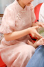 尚都比拉新中式國風(fēng)盤扣旗袍改良版連衣裙夏季新款刺繡中長裙 粉色 S 曬單實拍圖